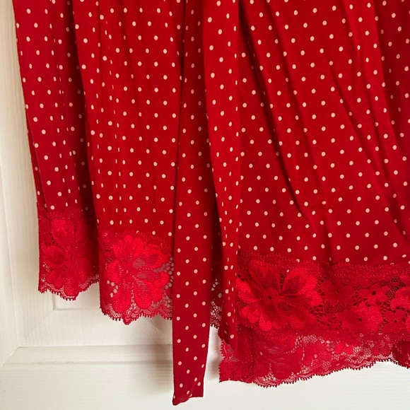 Victoria's Secret Red Polka Dot lace modal Robe - Picture 6 of 9